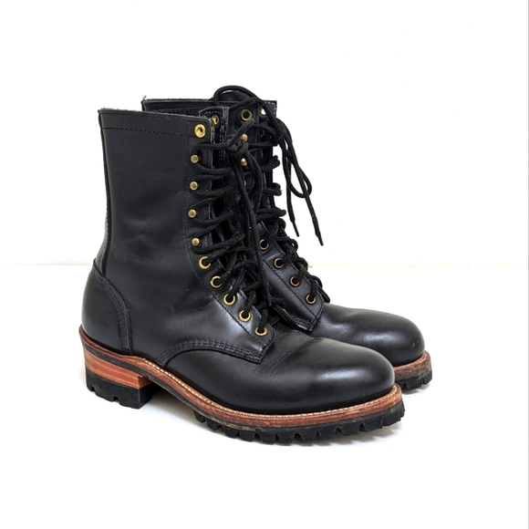 Iron Age Shoes Iron Age Black Leather Combat Safety Boots Vibram